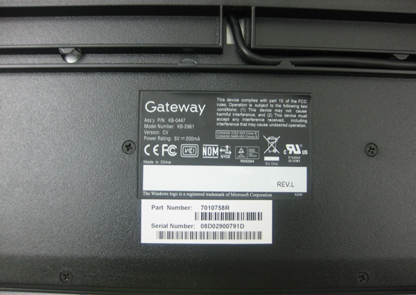 Bàn phím Gateway cổng ps2 model KB - 2961